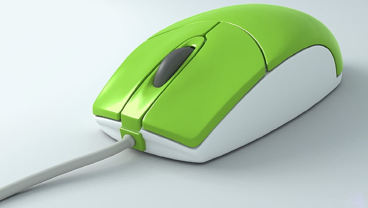 green and white corded mouse, mouse, computer, green, HD wallpaper