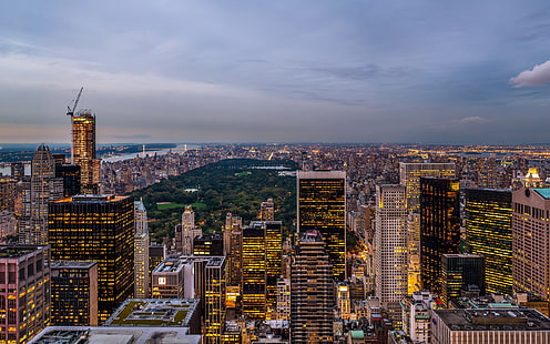 градски сгради, САЩ, щата Ню Йорк, Ню Йорк, Рокфелер център, щат Ню Йорк, Ню Йорк, парк, HD тапет HD wallpaper