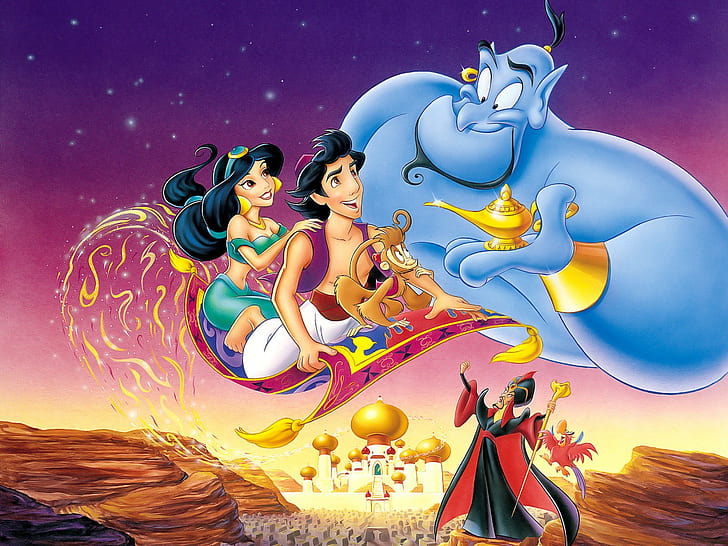Aladdin, Jasmine, Genio, Fondo de pantalla HD | Wallpaperbetter