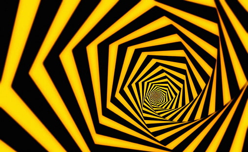 Wallpaper spiral bergaris hipnosis, kuning dan hitam, Artistik, Abstrak, Tawon, Hipnotis, hitam dan kuning, Wallpaper HD HD wallpaper