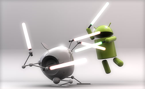 Rolig Android, Star Wars-tema Apple vs Android-robotkonst, Rolig, Datorer / Android, Android, android vs apple, HD tapet HD wallpaper