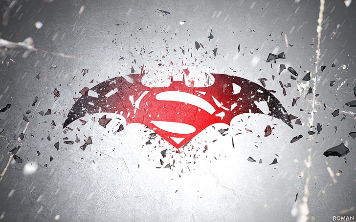 Superman Batman logo, Superman vs. Batman digital wallpaper, Batman, Superman, Batman v Superman: Dawn of Justice, artwork, DC Comics, movies, HD wallpaper