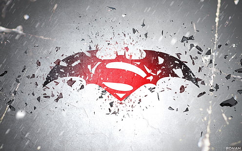 Süpermen Batman logosu, Süpermen vs. Batman dijital duvar kağıdı, Batman, Süpermen, Batman v Süpermen: Adaletin Şafağı, sanat eseri, DC Comics, filmler, HD masaüstü duvar kağıdı HD wallpaper