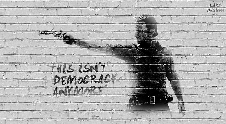 Rick Grimes The Walking Dead, uomo con pistola revolver pittura murale di Lara Design, bianco e nero, thewalkingdead, rickgrimes, hd, Sfondo HD