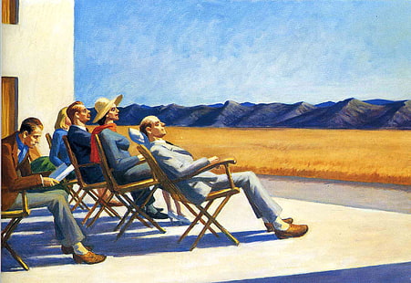 mountains, people, stay, picture, Edward Hopper, genre, People In The Sun, HD wallpaper HD wallpaper
