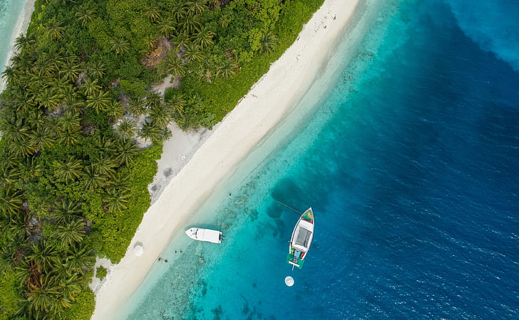 Flygfoto, Maldive Island, Resor, Öar, Ovan, Utsikt, Natur, Paradis, Sommar, Tropisk, Flyg, Semester, turism, klarvatten, DronePhotography, HD tapet