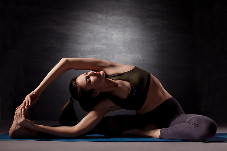 pose, yoga, stretching, sportswear, HD wallpaper