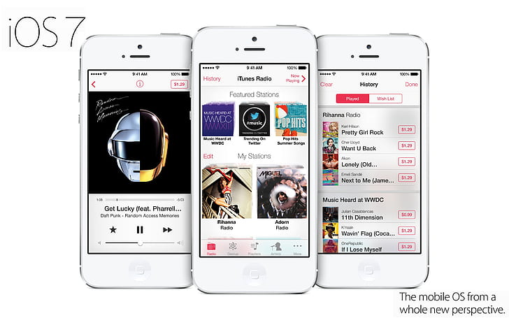 iPhone 5 iTunes Radio in iOS 7 system, iPhone, iTunes, iOS, System, HD wallpaper
