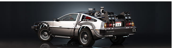 DeLorean, DMC DeLorean, monitores duales, Regreso al futuro, automóvil, pantalla múltiple, Fondo de pantalla HD