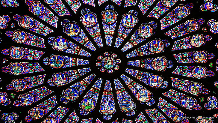 Rosetón, Notre Dame, París, Francia, Arquitectura, Fondo de pantalla HD