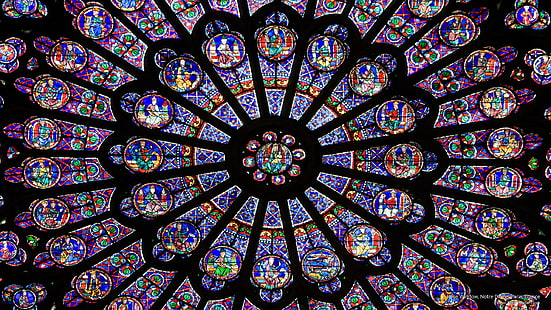 バラ窓、ノートルダム寺院、パリ、フランス、建築、 HDデスクトップの壁紙 HD wallpaper