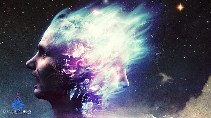 psychedelic, trippy, Cameron Gray, luar angkasa, Wallpaper HD