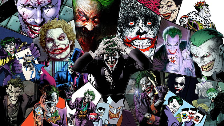 Joker, DC Comics, cómics, collage, Batman, ilustraciones, Fondo de pantalla HD