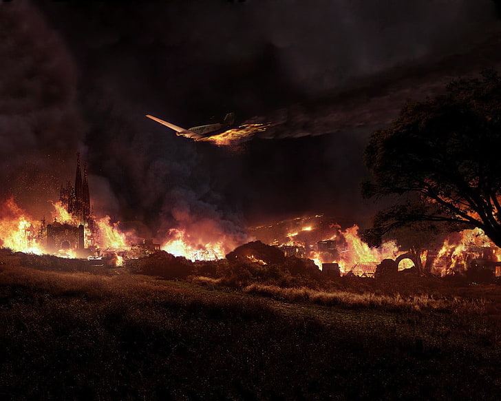lukisan api hutan, api, api, Wallpaper HD
