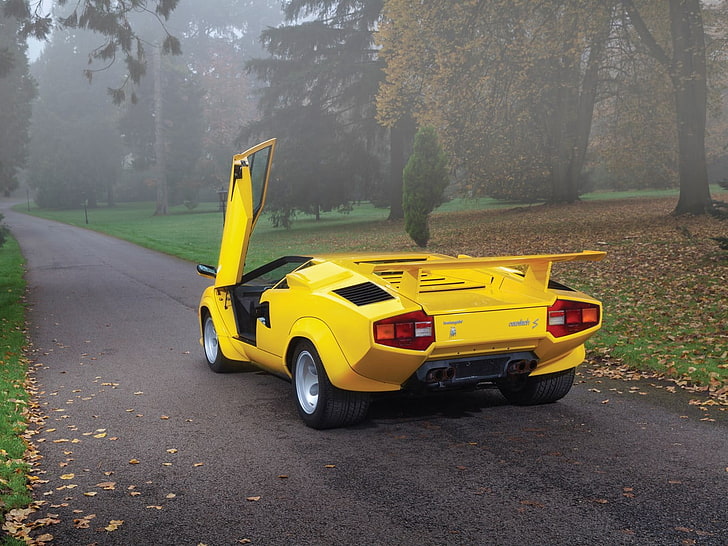 Lamborghini Countach, coche clásico, coches amarillos, Fondo de pantalla HD
