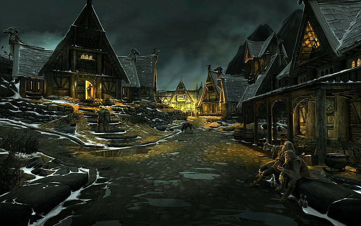 Whiterun, The Elder Scrolls, The Elder Scrolls V: Skyrim, jeux vidéo, personnalisé, Fond d'écran HD