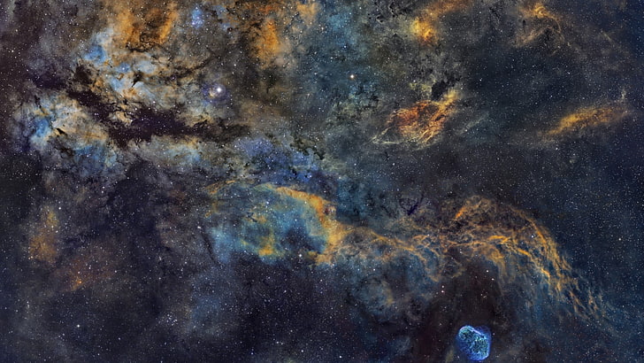niebiesko-żółta tapeta galaktyki, galaktyka, NASA, przestrzeń, mgławica, gwiazdy, Tapety HD