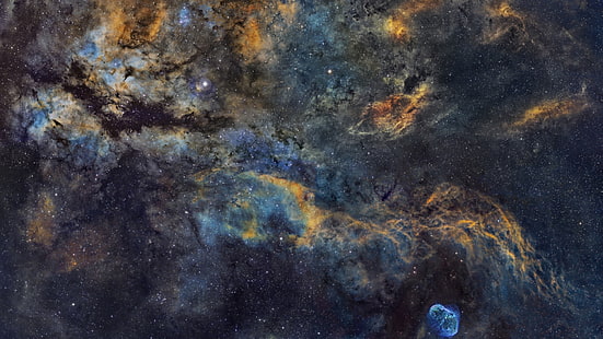 blå och gul galax tapet, galax, NASA, rymden, nebulosa, stjärnor, HD tapet HD wallpaper