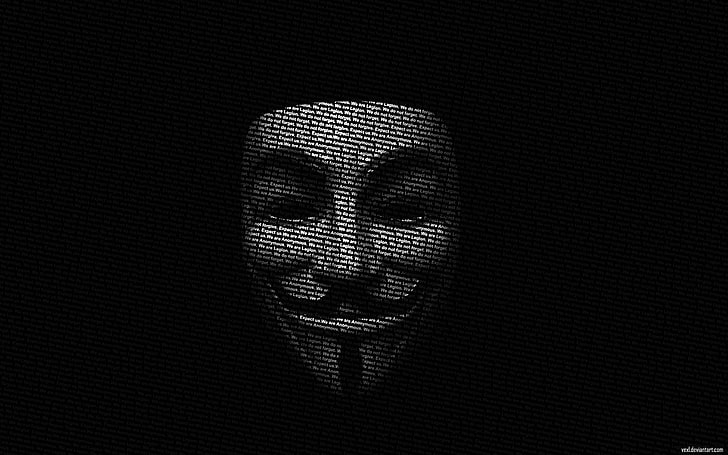 guy fawkes mask, mask, Guy Fawkes mask, typography, monochrome, typographic portraits, Guy Fawkes, HD wallpaper