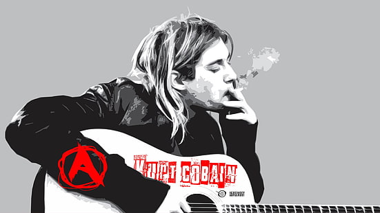 Musica, Kurt Cobain, Anarchia, Celebrità, Chitarra, Nirvana, Cantante, Fumo, Sfondo HD HD wallpaper