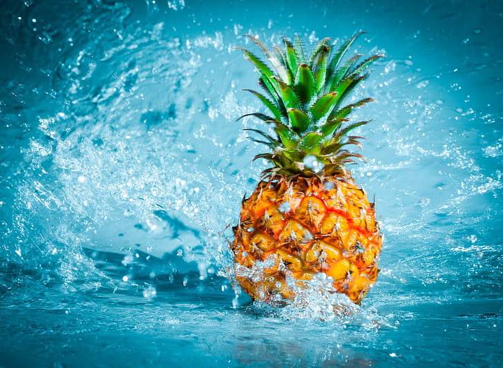 Fruits, ananas, fruits, splash, eau, Fond d'écran HD