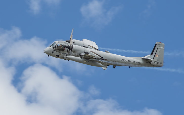 Grumman OV-1 Mohawk, white fighting plane, Aircrafts / Planes, Grumman, blue, sky, plane, aircraft, HD wallpaper
