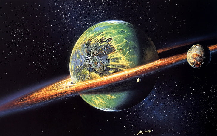 Saturn-Planet, Planet, Planetenringe, gebrochen, Raum, Grafik, Raumkunst, HD-Hintergrundbild