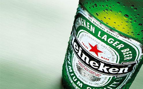 Fotografie, Makro, Flaschen, Bier, Heineken, HD-Hintergrundbild HD wallpaper