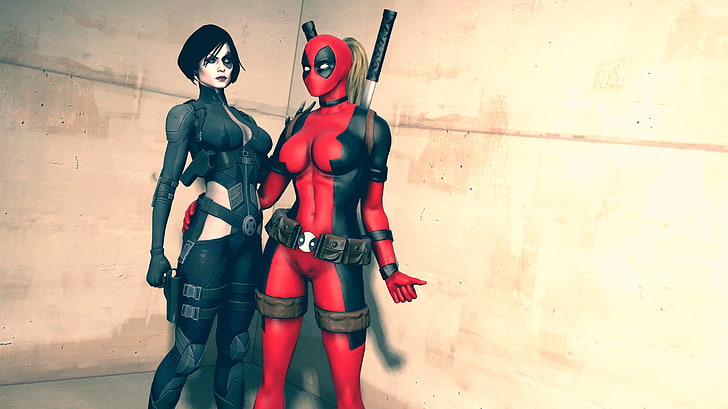 weibliche Deadpool Figur, Mädchen, Kostüme, Marvel Comics, Domino, Neena Thurman, Lady Deadpool, HD-Hintergrundbild