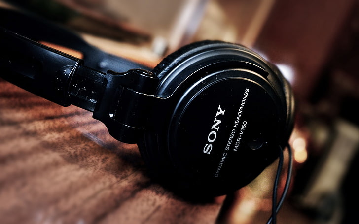 hitam Sony dijalin dgn tali telepon kepala, sony, vaio, xperia, headphone, Wallpaper HD