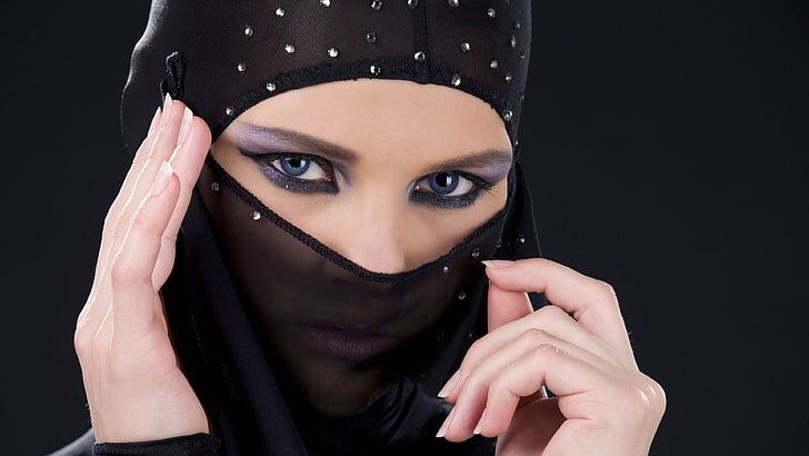 الحجاب والعيون الزرقاء والنساء، خلفية HD