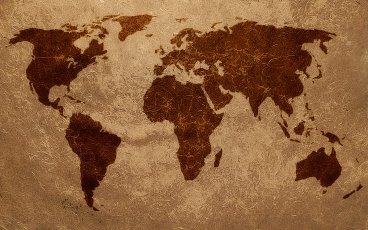 globe, carte, carte du monde, marron, Fond d'écran HD