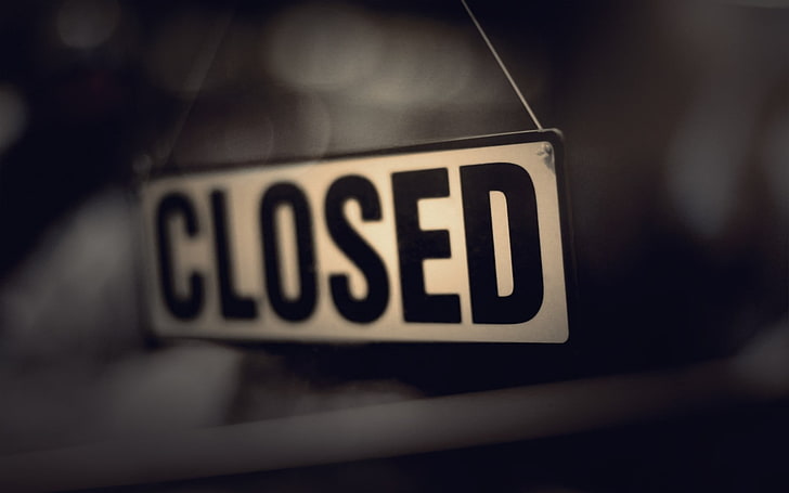 closed signage, white and black Closed signage, depth of field, signs, closed, text, bokeh, blurred, artwork, HD wallpaper