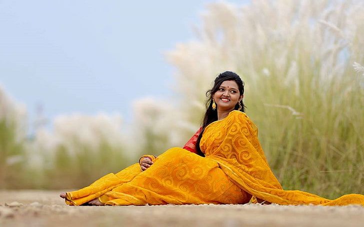 Belle fille indienne avec sari ..., Fond d'écran HD