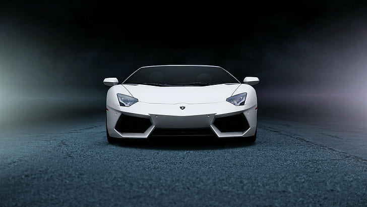 Lamborghini, Aventador, LP700-4 amazing, front, white, aventador, Lamborghini, lp700-4, HD wallpaper