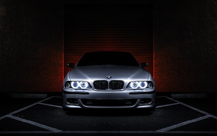 BMW E39 M5 prateado, BMW, metálico, olhos de anjo, E39, 540i, 5 series, HD papel de parede