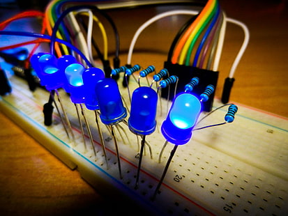 arduino, breadboard, circuit, diodes, electronics, led, resistors, HD wallpaper HD wallpaper