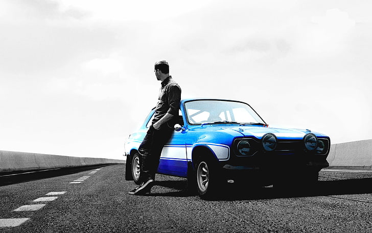 blue coupe, Fast & Furious: Legacy, Paul Walker, Vin Diesel, Ford Escort Mk1, HD wallpaper