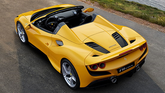 Ferrari, Ferrari F8 Spider, coche, descapotable, coche deportivo, coche amarillo, Fondo de pantalla HD HD wallpaper