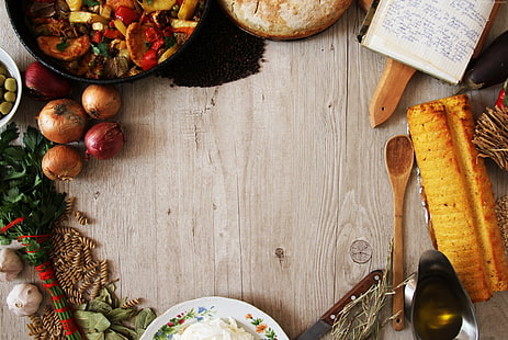 jedzenie, warzywa, martwa natura, chleb, Tapety HD HD wallpaper