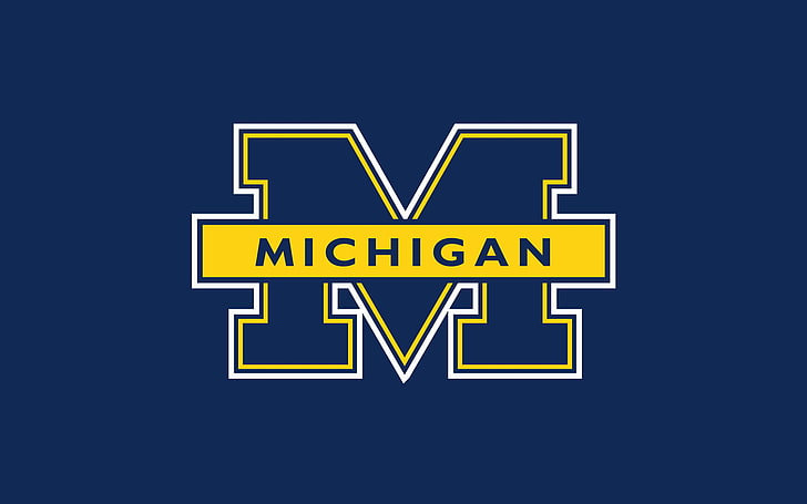 синьо, лого, Мичиган, университет, HD тапет