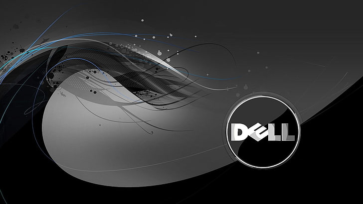 черно-серые абстрактные обои Dell, Dell, компьютер, железо, цифровое искусство, HD обои