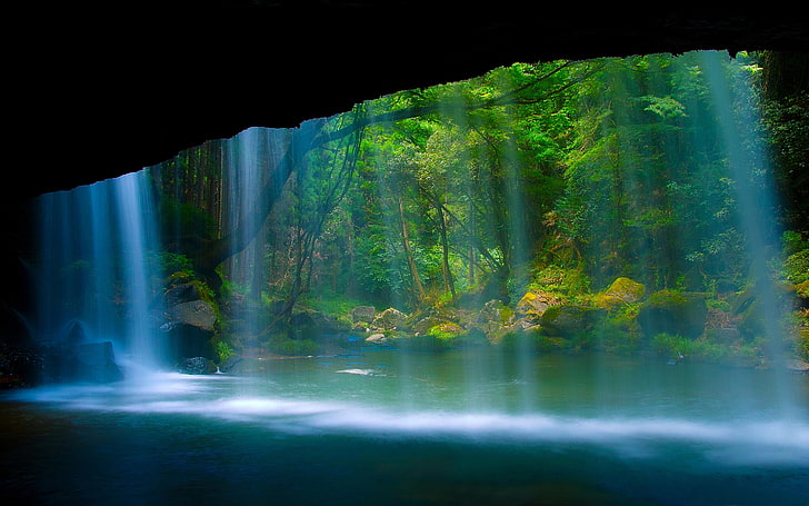 Позади Водопада Красивые Пейзажи Водопады Река Леса Обои для ПК, планшета и мобильного Скачать 260 × 1600, HD обои