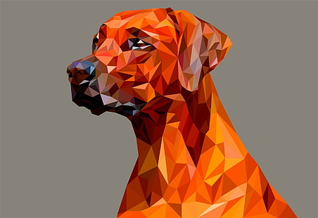 Abstract, Facets, Artistic, Digital Art, Dog, Low Poly, Polygon, HD wallpaper HD wallpaper