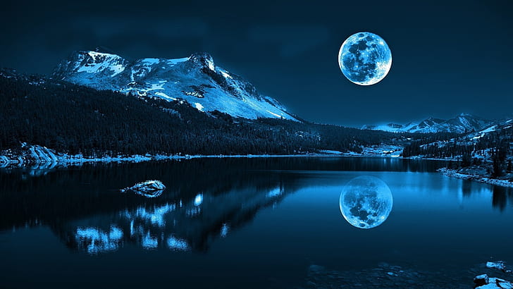 pegunungan lanskap bulan danau refleksi 1920x1080 Alam Pegunungan HD Seni, pegunungan, Lansekap, Wallpaper HD