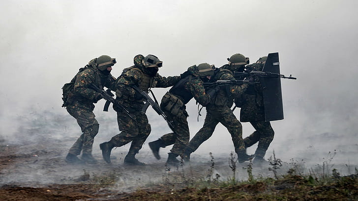 جندي عسكري spetsnaz القوات الخاصة الروسية روسيا الجيش الروسي الدخان، خلفية HD