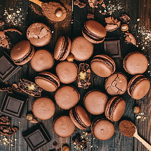 cioccolato, biscotti, macaron, Sfondo HD HD wallpaper