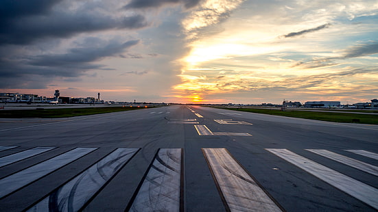 Runway Sunset HD, nature, sunset, runway, HD wallpaper HD wallpaper