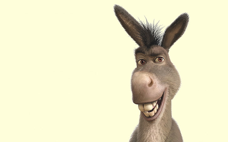 Shrek Donkey, sonríe, Shrek, burro, sopa, Fondo de pantalla HD