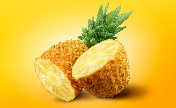 Pineapple, Food and Drink, Half, Orange, Yellow, Fresh, Fruit, Pineapple, Food, waterdrops, digitalart, photomanipulation, vitamins, Retouching, HD wallpaper